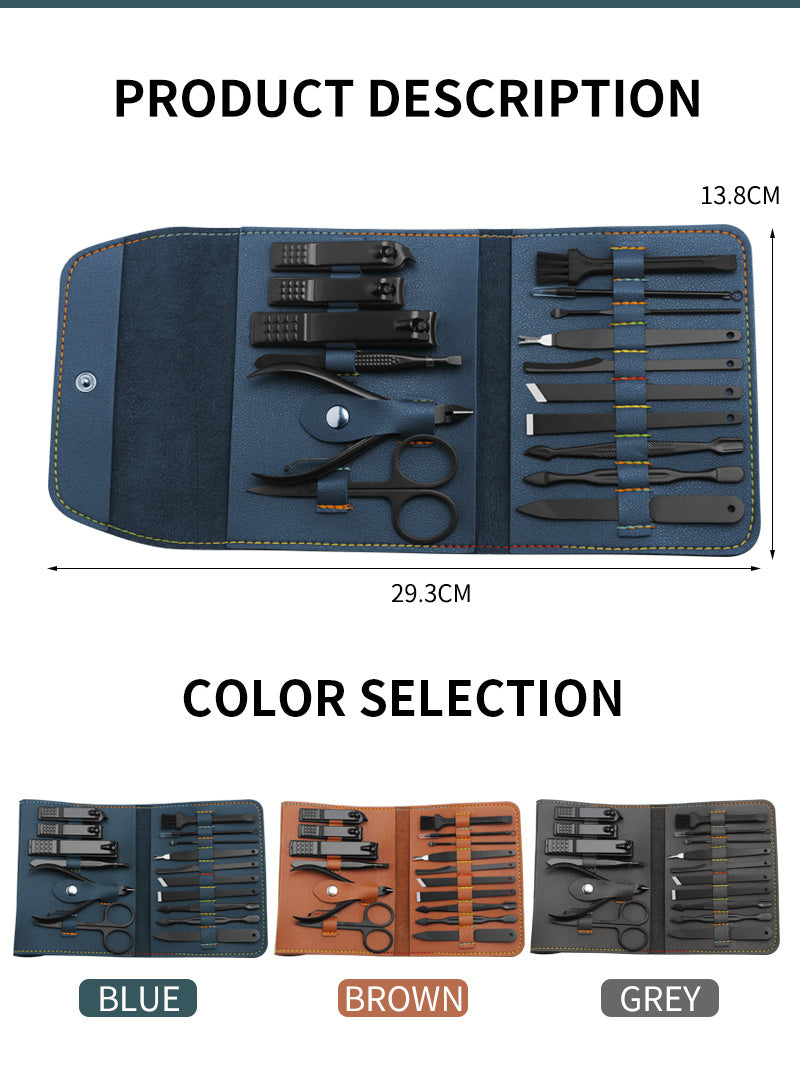 16-Piece Manicure & Pedicure Set with Case – Clippers, Trimmers & Grooming Tools